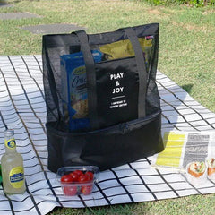 Large Capacity Mesh Transparent Bag Double-layer Heat Preservation