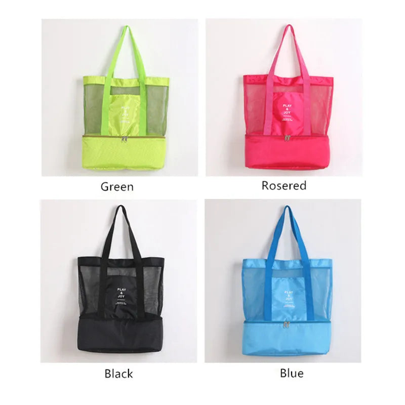 Large Capacity Mesh Transparent Bag Double-layer Heat Preservation