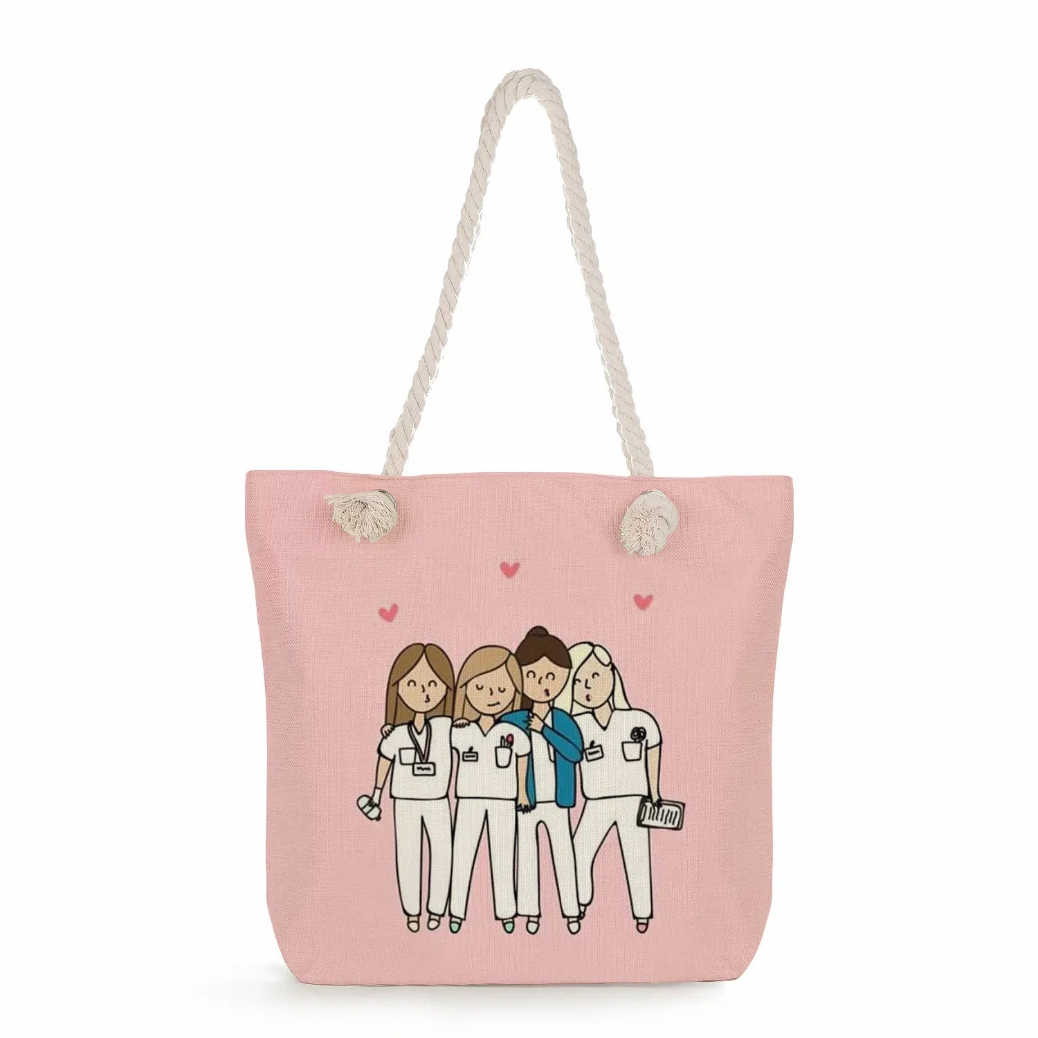 Cartoon Nurse Handbag Shoulder Bag Large Capacity Reusable Shopping Beach Bag