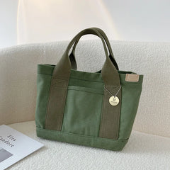 Casual Canvas Tote Bag Solid Color Convenient Handbag Female Student