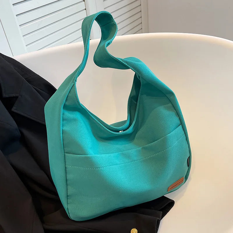 Women's Large Capacity Canvas Shoulder Bag Solid Shopping Tote Handbag