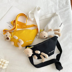 Canvas Belt Bags Crossbody Chest Bag Bear Women's Waist Bag Female Fanny Pack