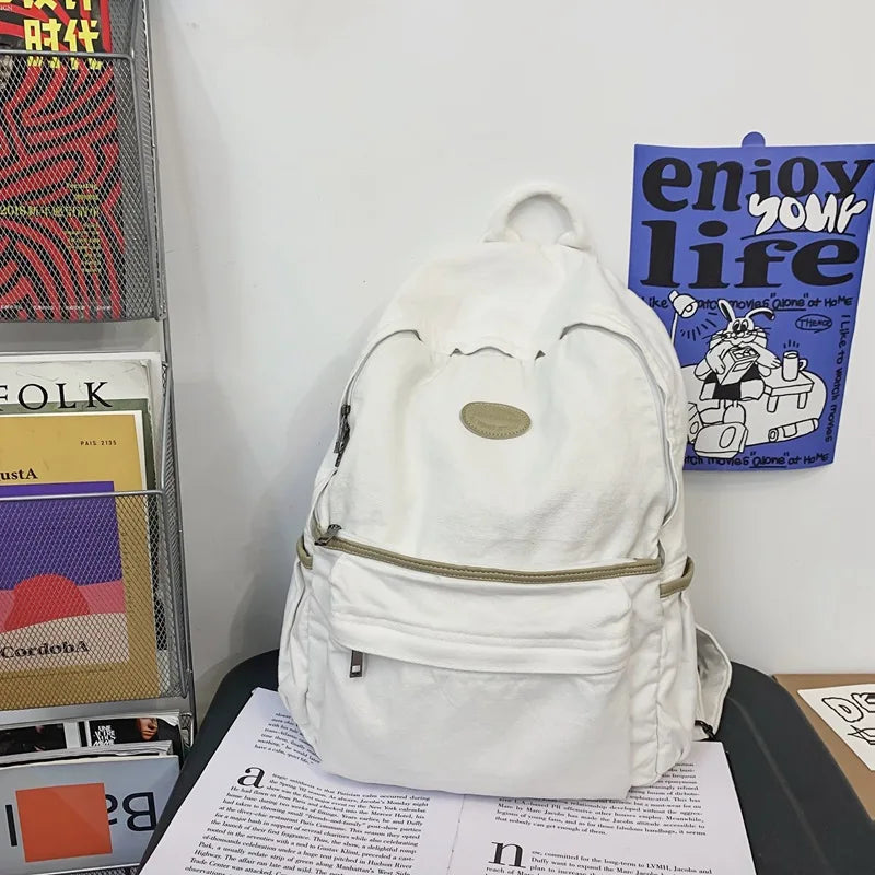 Canvas School Backpack Ladies Shoulder Bag Boy Girl Travel Student Bag