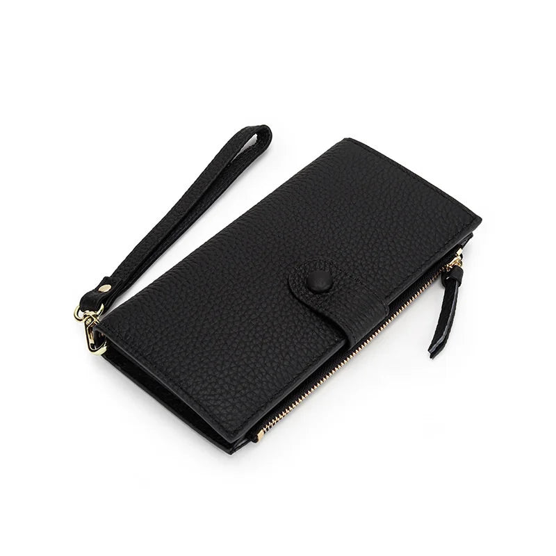 High Cow Leather RFID Wallet Women Hasp Zipper Walets Leather Female Purse Long