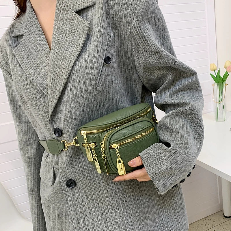 Soft Leather High Waist Pack Phone Purse Belt Bag for Women