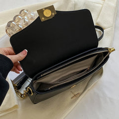 Stylish Chocolate Small Flap Handbag with Metal Hasp, Top Handle Bags