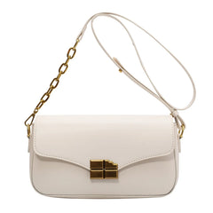 Stylish Chocolate Small Flap Handbag with Metal Hasp, Top Handle Bags