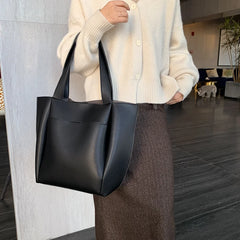 Women's PU Leather Top-handle Shopper Bag with Large Capacity