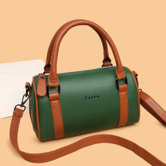 Barrel-shaped Cowhide Women Shoulder Bag