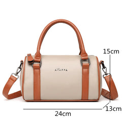 Barrel-shaped Cowhide Women Shoulder Bag