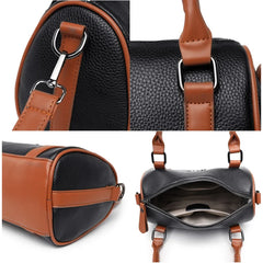 Barrel-shaped Cowhide Women Shoulder Bag