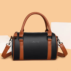 Barrel-shaped Cowhide Women Shoulder Bag