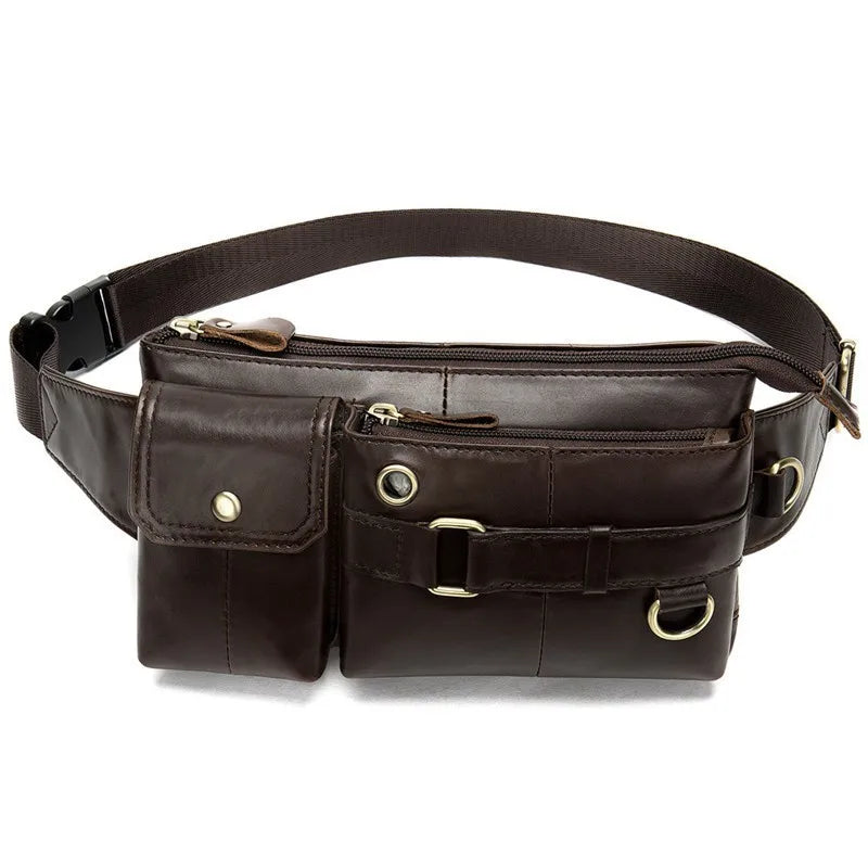 Leather Waist Pack Fanny Pack Men Phone Pouch Small Chest Messenger