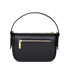 Small Round Leather Mini Bag for Women - Cow Leather One Shoulder Messenger Bag