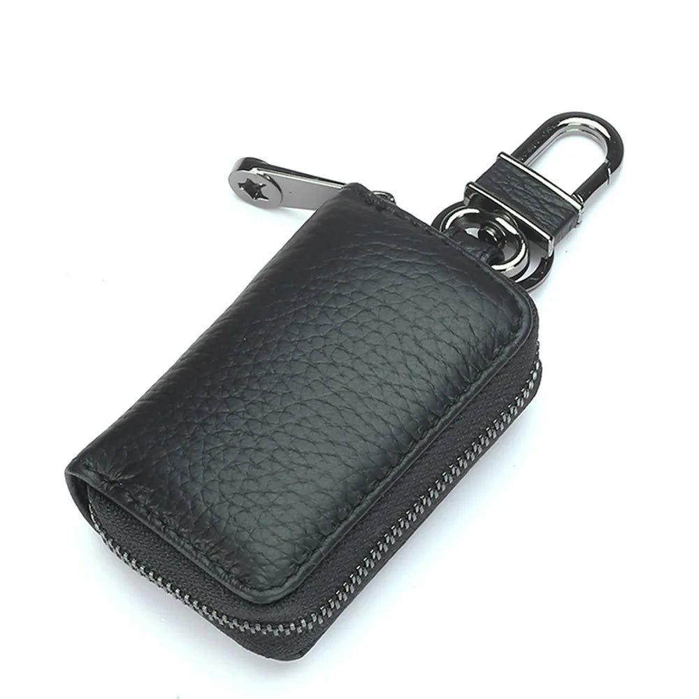 Leather Car Key Holder Zipper Wallet for Men
