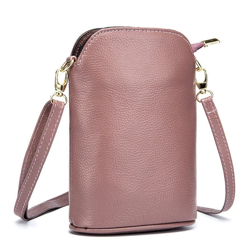 High Leather Crossbody Bags for Women Bucket Style with Shoulder Strap
