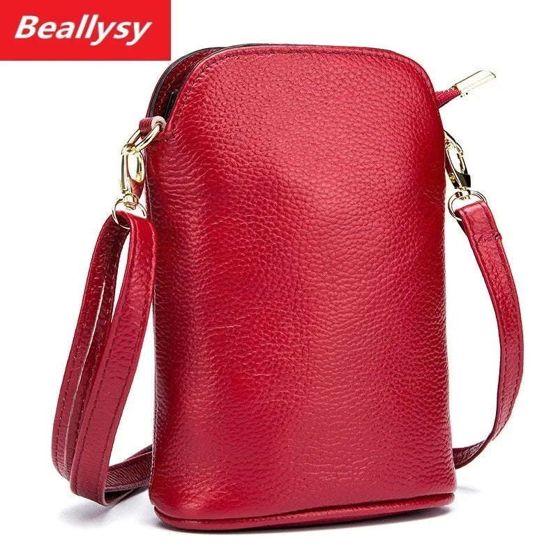 High Leather Crossbody Bags for Women Bucket Style with Shoulder Strap