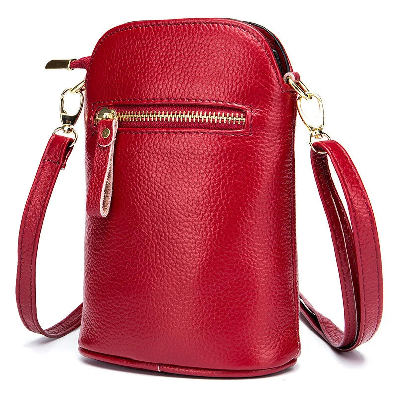 High Leather Crossbody Bags for Women Bucket Style with Shoulder Strap