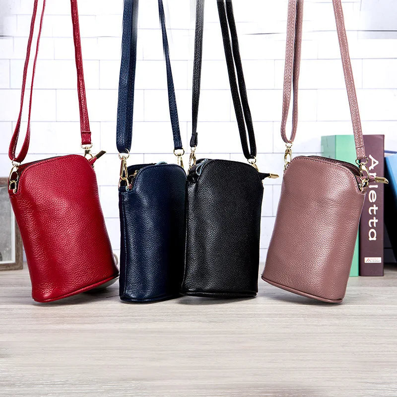 High Leather Crossbody Bags for Women Bucket Style with Shoulder Strap