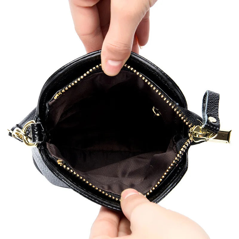 High Leather Crossbody Bags for Women Bucket Style with Shoulder Strap