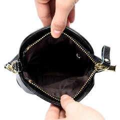High Leather Crossbody Bags for Women Bucket Style with Shoulder Strap