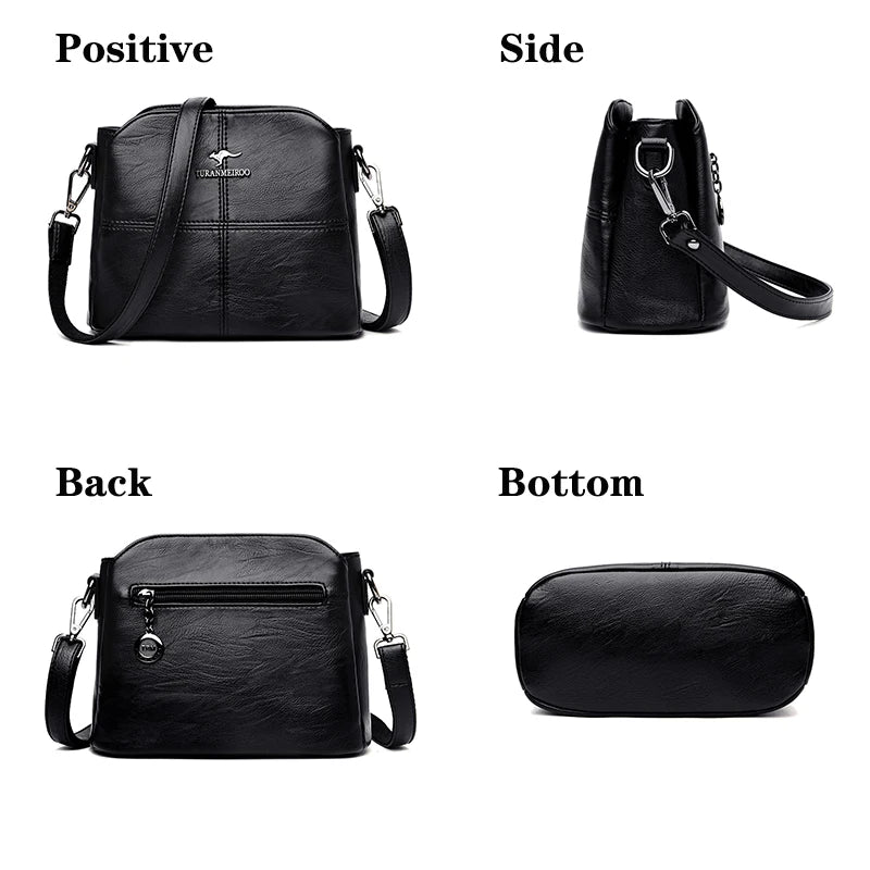 Leather Crossbody Bag Embroidered Small Shoulder Bag Women Handbag