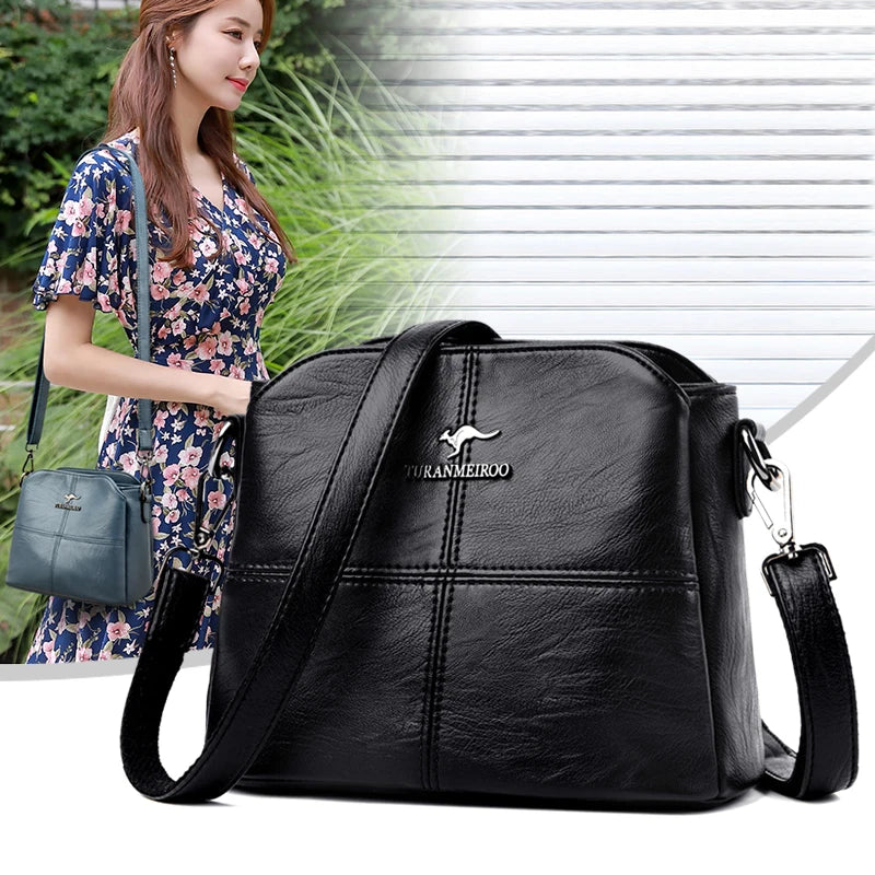 Leather Crossbody Bag Embroidered Small Shoulder Bag Women Handbag