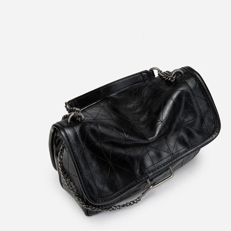 Leather Messenger Bag Women Handbag Retro Chain Clutch Bag