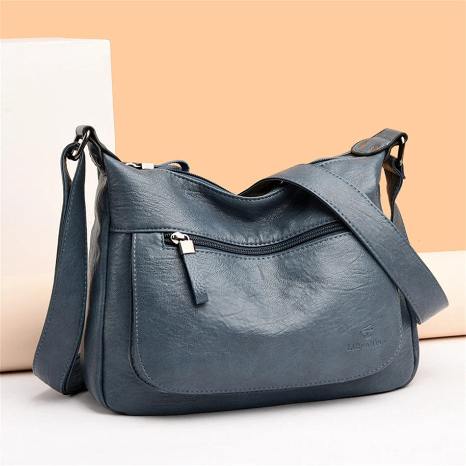 High Leather Tote for Ladies Casual Women Shoulder Crossbody Sac Female Worker B