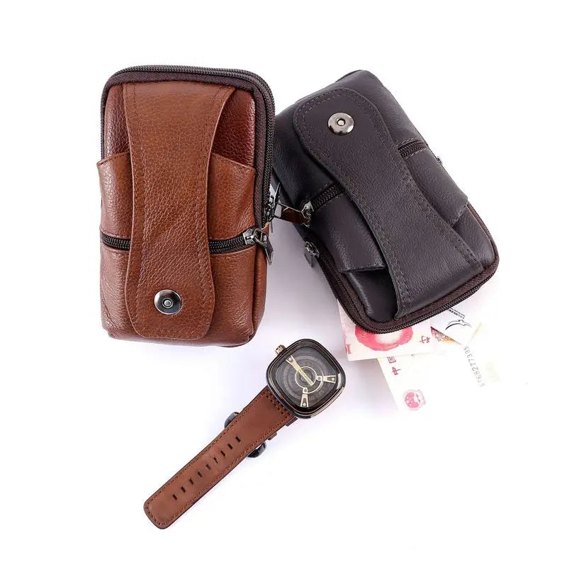 High Leather Waist Bag for Outdoor Sports