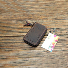 Men Leather Key Holder Key Wallet Zip Organizer Pouch