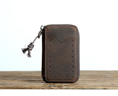 Men Leather Key Holder Key Wallet Zip Organizer Pouch