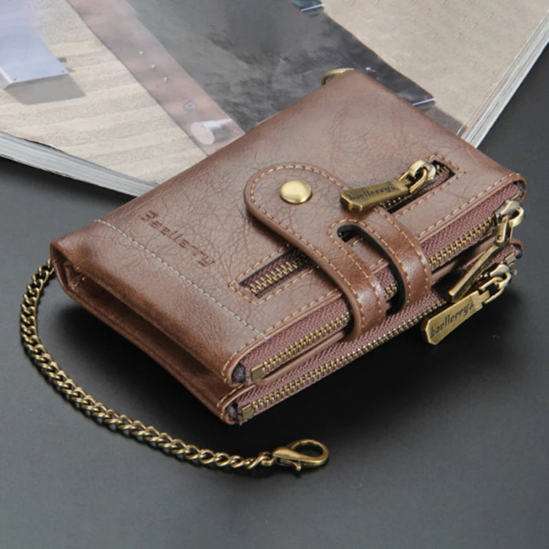 Men's Short Wallet PU Leather Multi-card Male Purse