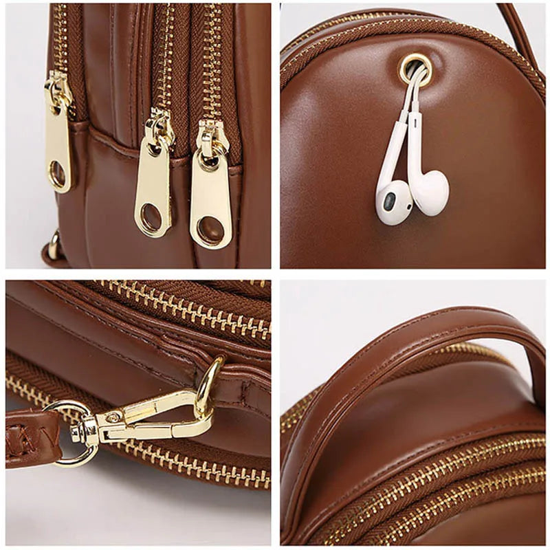 Women Handbag Leather Small Shoulder Bag Zipper Handbag