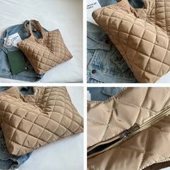 Nylon Cotton Big Shoulder Bag Winter Shopper Totes