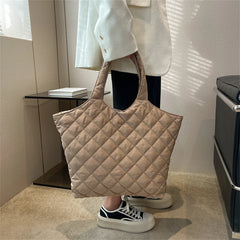 Nylon Cotton Big Shoulder Bag Winter Shopper Totes