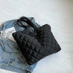 Nylon Cotton Big Shoulder Bag Winter Shopper Totes