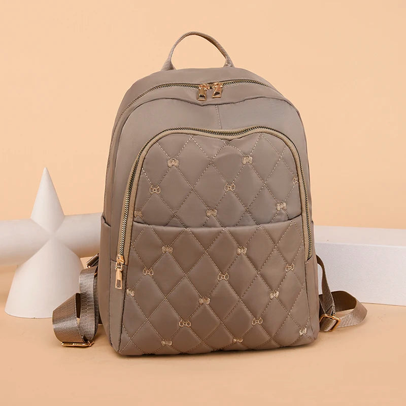 Waterproof Rhombus Backpack Women's Large Capacity Casual Travel Bag