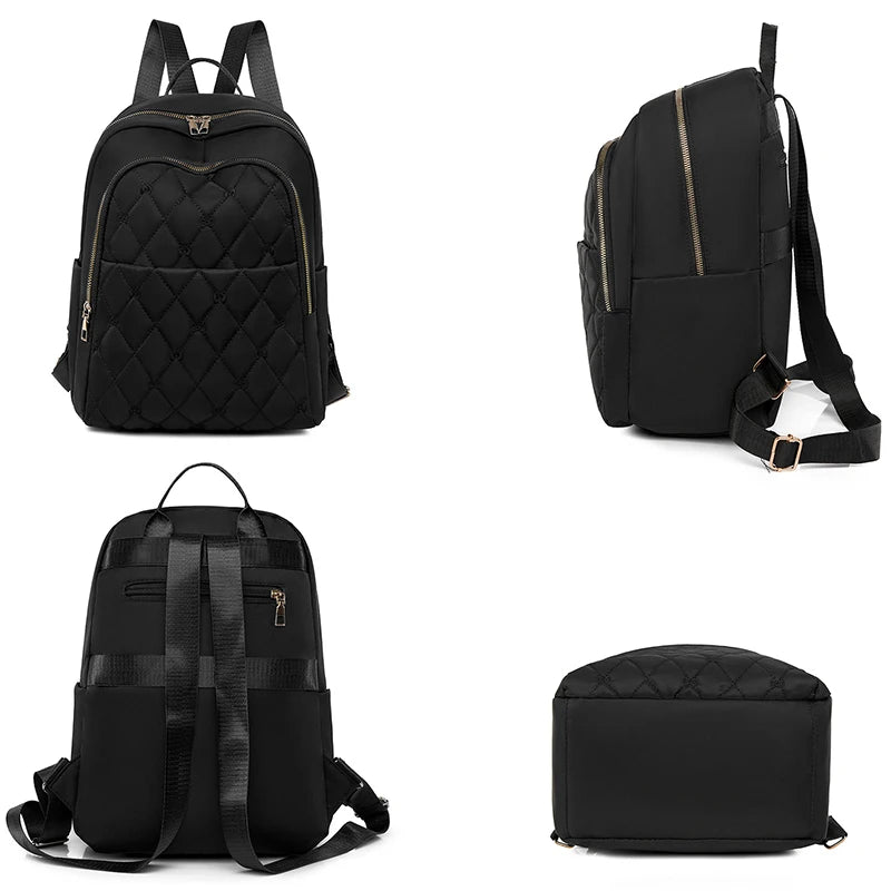 Waterproof Rhombus Backpack Women's Large Capacity Casual Travel Bag