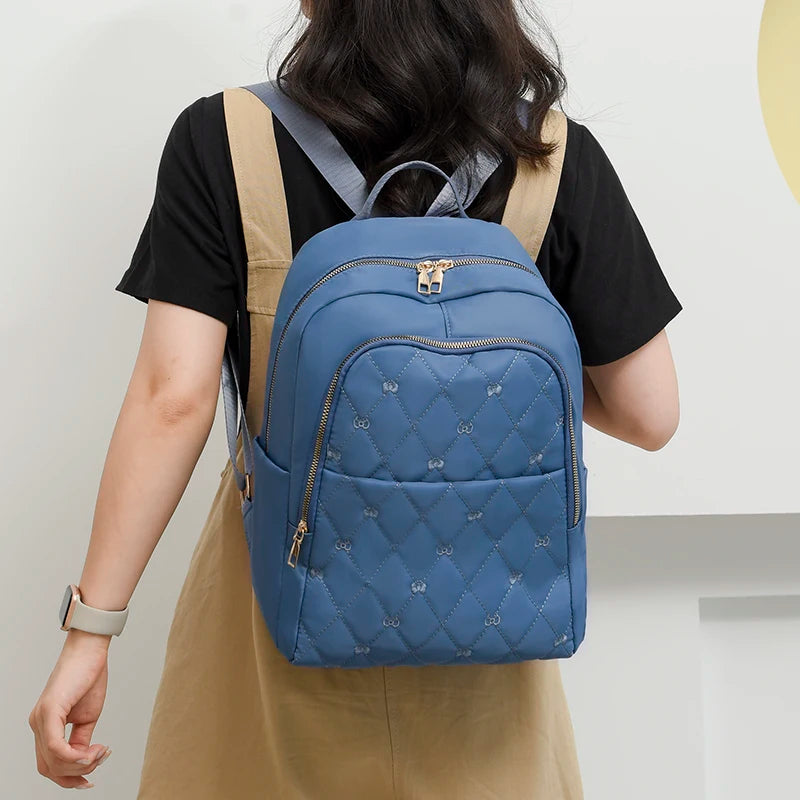Waterproof Rhombus Backpack Women's Large Capacity Casual Travel Bag