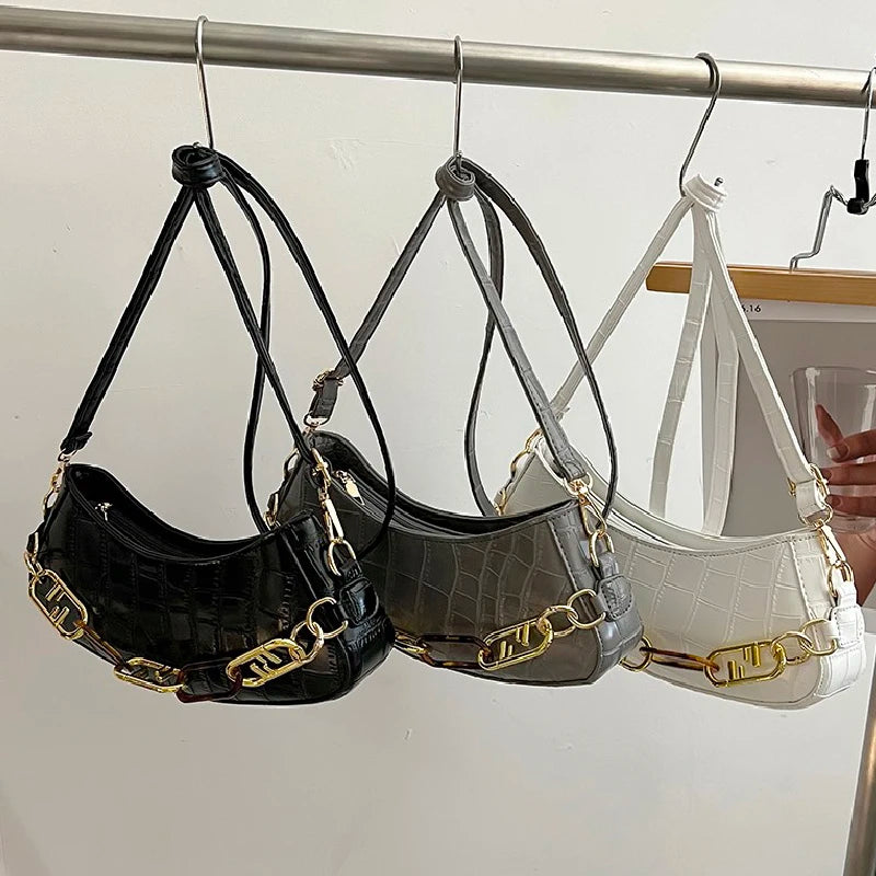 PU Leather Stone Pattern Armpit Bag Ladies Shopping Shoulder Bags Female