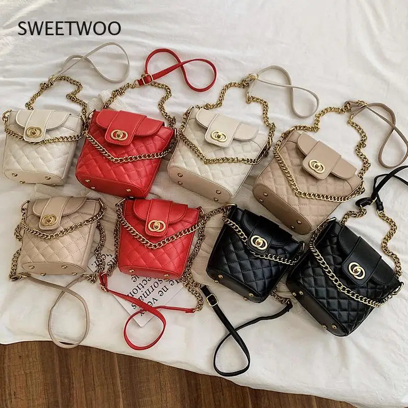 Fashion Bucket Bag Women Crossbody Pack Chain Shoulder Bag Totes