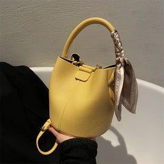 Small PU Leather Women Bucket Handbag Shoulder Crossbody Bag
