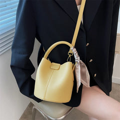 Small PU Leather Women Bucket Handbag Shoulder Crossbody Bag