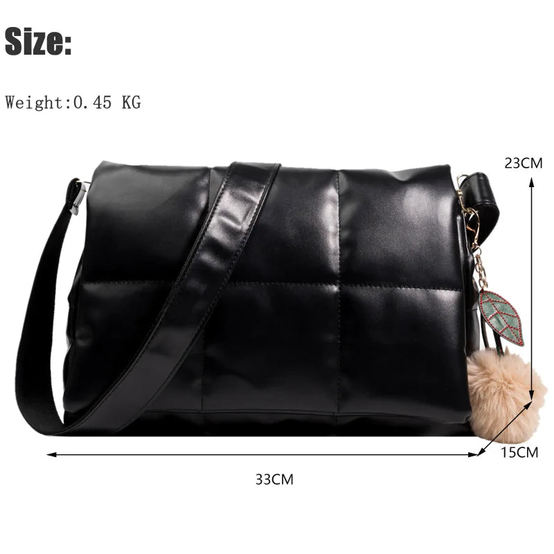Quilted Plaid Satchel Shoulder Bag for Women Winter Crossbody Handbag