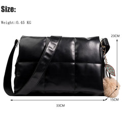 Quilted Plaid Satchel Shoulder Bag for Women Winter Crossbody Handbag