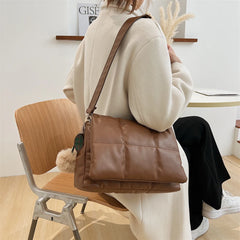 Quilted Plaid Satchel Shoulder Bag for Women Winter Crossbody Handbag