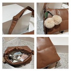 Quilted Plaid Satchel Shoulder Bag for Women Winter Crossbody Handbag
