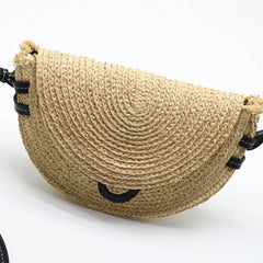Raffia Woven Mini Saddle Bag for Women Summer Travel