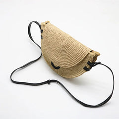 Raffia Woven Mini Saddle Bag for Women Summer Travel
